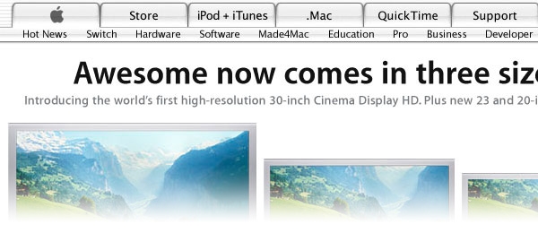 Page Apple.com jusqu'à Octobre 2004